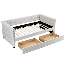 NicBex Twin Daybed with Double Drawers, Modern Velvet Upholstered Sofa Bed with Button Tufted - 1 of 4