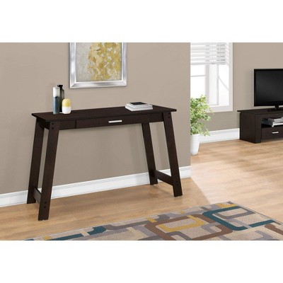 Cappuccino Dark Wood Rectangular Desk with Drawer