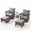 Belord 5 Pieces Patio Furniture Set, All Weather Brown Wicker Outdoor Conversation Set with Swivel Patio Chairs Set of 2, Small Balcony Furniture Set - 3 of 4