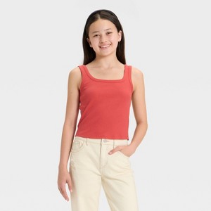 Girls' Square Neck Ribbed Tank Top - art class™ - 1 of 3