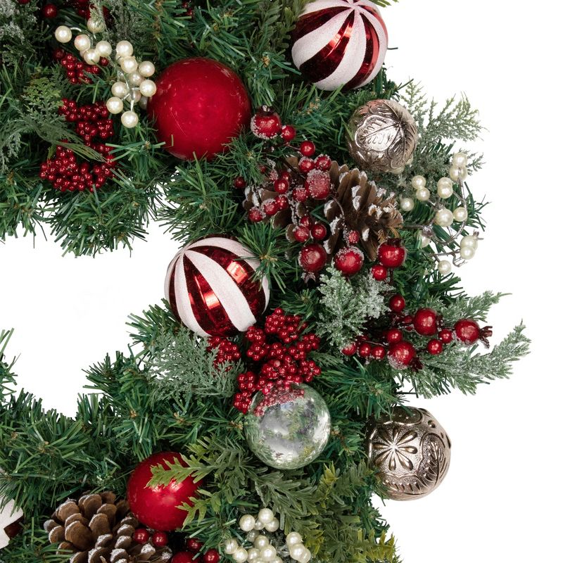 Northlight Ornaments and Pinecones Artificial Pine Christmas Wreath - Unlit - 28", 5 of 6
