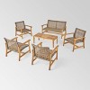 Hampton 6pc Wood & Wicker Chat Set - Natural/Gray - Christopher Knight Home - 2 of 3