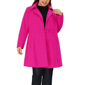 Agnes Orinda Women's Plus Size Notched Lapel Single Breasted Back Split Winter Long Pea Coats - 1 of 4