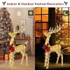 Syemin Decorative Holiday Scene Props Christmas Reindeer Outdoor Decorations 4ft Santa Sleigh Reindeer Christmas Indoor Home Decor, Gold, 8"*22"*51" - 3 of 4