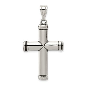 Black Bow Jewelry Sterling Silver Antiqued Solid 2D Latin Cross Pendant, 25 x 47mm - 1 of 4