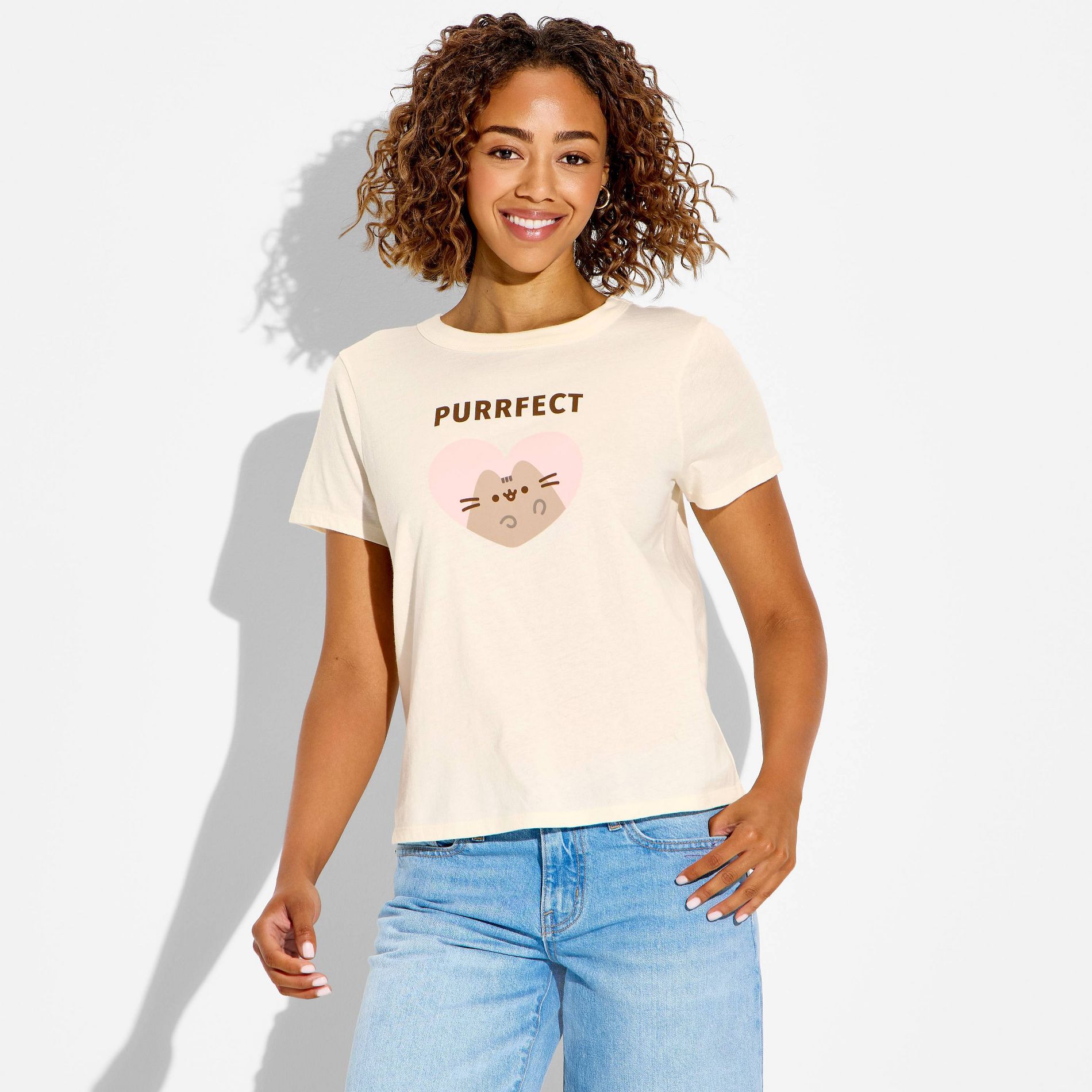 Women's Purrfect Pusheen Short Sleeve Graphic T-Shirt - White