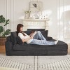 78.5'' Convertible Corduroy Round Sofa Bed, 2-in-1 Oversized Lounge Recliner with Neck & Throw Pillows, Ready to Use-3irtyhousy - 3 of 4