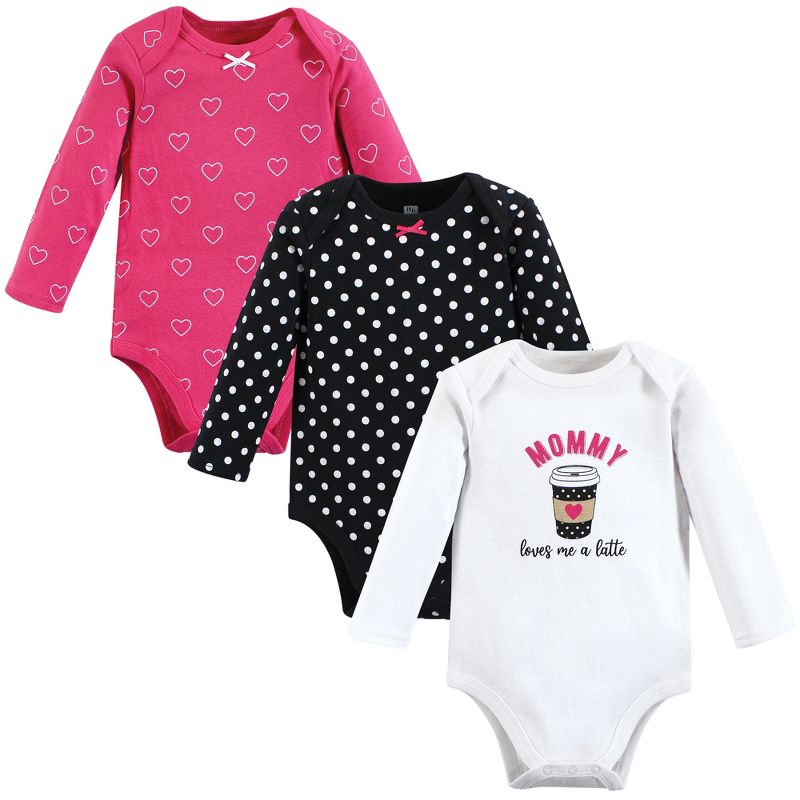 Hudson Baby Infant Girl Cotton Long-Sleeve Bodysuits, Mommy Latte, 1 of 7