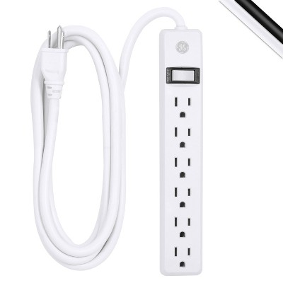 GE 6 Outlet Power Strip Black/White