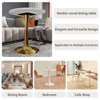Sapphtopaz Modern Round Dining Table with Golden Tapered Pedestal Base Coffee Table with Faux Marble Finish Kitchen Table for Living Room, White - 2 of 4