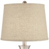 360 Lighting Simon Modern Table Lamps 25 1/2" High Set of 2 Brushed Nickel with USB Charging Port Burlap Fabric Drum Shade for Bedroom Bedside Desk - 2 of 4