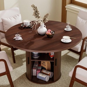 Hommpa 48" Round Dining Table with Storage - Adjustable 3-Level Shelf, Modern Farmhouse, Seats 4-6 - 1 of 4