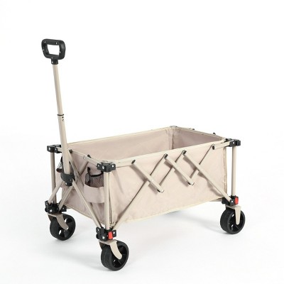 Folding Steel Wagon Carts With Adjustable Handle And All Terrain Wheels,Outdoor Utility Wagon For Camping Shopping Sports Fishing -The Pop Home