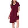 cheibear Women's Soft V-Neck Summer Pajama Lounge Dress with Pockets Nightgowns - 2 of 4