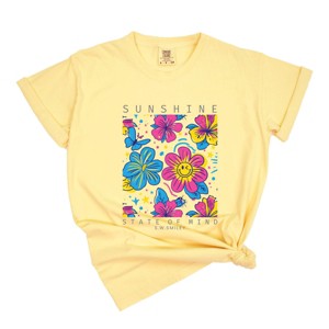 Simply Sage Market S.W.Smiley Sunshine State of Mind Floral Garment Dyed Tee - 1 of 4