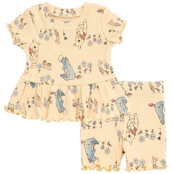 Disney Winnie the Pooh Minnie Mouse Lilo & Stitch Peplum T-Shirt and Bike Shorts Outfit Set Newborn to Big Kid