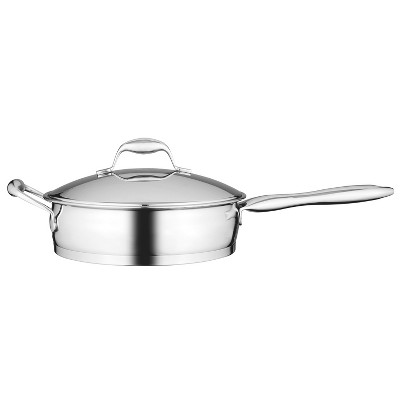 BergHOFF Essentials 9.5" 18/10 Stainless Steel Covered Deep Skillet 2.6 Qt, Zeno