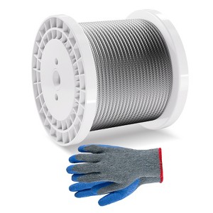 VEVOR Wire Rope, 1/4" 250 ft Zinc Galvanized Carbon Steel Cable with Gloves, 7000 lbs Breaking Strength, Silver - 1 of 4