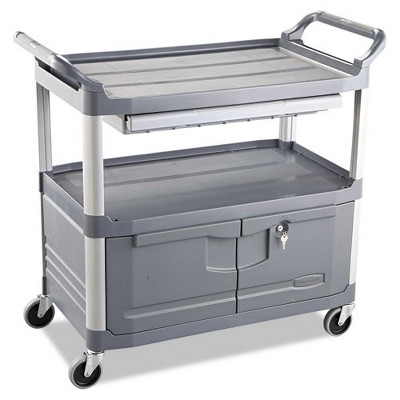 Rubbermaid Commercial FG409400GRAY Xtra 300 lbs. Capacity 3-Shelf Instrument Cart - Gray