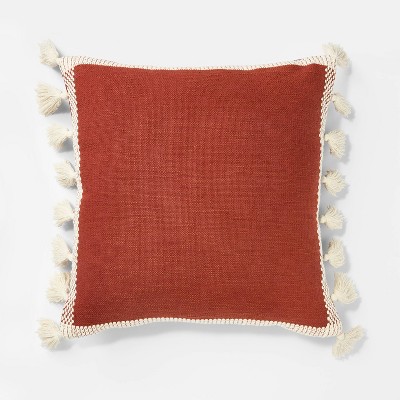 Woven Frame Square Throw Pillow with Side Tassels - Threshold™ designed with Studio McGee