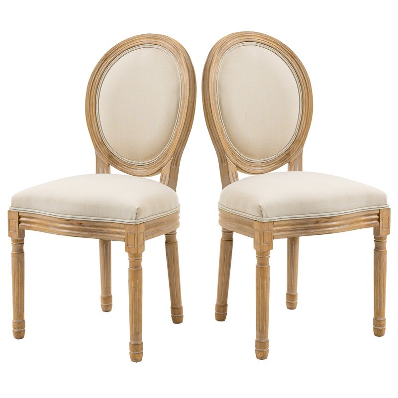HOMCOM French-Style Upholstered Dining Chairs Set of 2, Armless Accent Side Chairs with Upholstery, 4 of 7