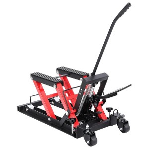 1500 LBS Hydraulic Motorcycle Lift Jack, Scissor Lift Jack with 4 Wheels & Handle, Portable Foot-Operated Hoist Stand Motorcycle Lift Table - 1 of 4