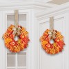 Collections Etc Artificial Fall Mini Wreaths - Set of 2 with Touch Closure Hangers - 2 of 4