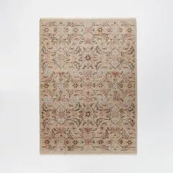 5'x7' Rockland Hand Knotted Distressed Persian Style Rug Ivory - Threshold™ designed with Studio McGee