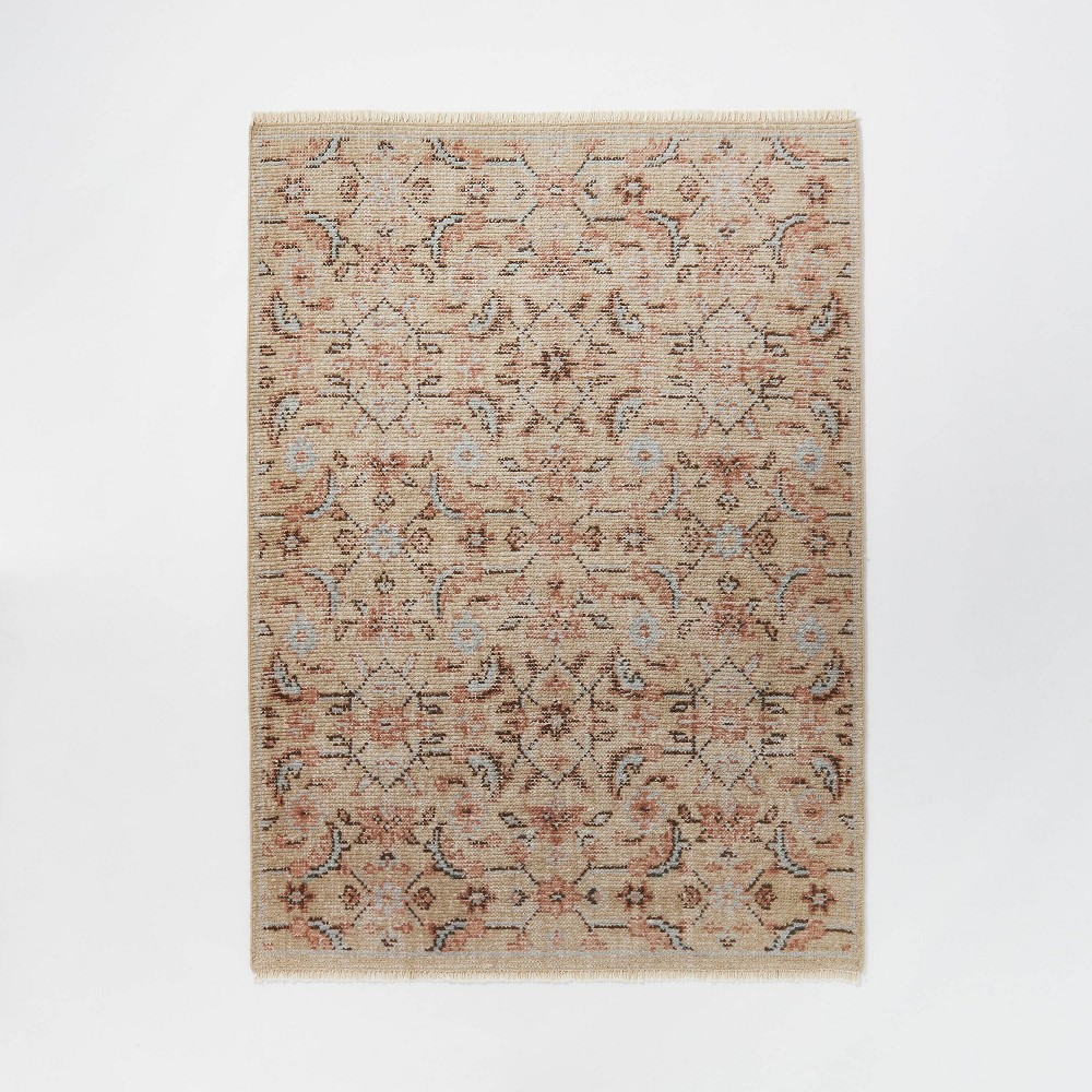 5'x7' Rockland Hand Knotted Distressed Persian Style Rug Ivory - Threshold™ designed with Studio McGee