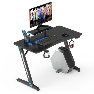 Costway Gaming Desk PC Computer Table w/RGB Lights Monitor Shelf&Storage for Controller