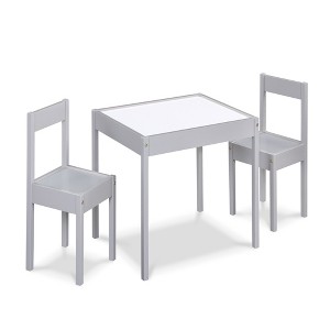SEVOBAL Kids Table Sets, 3-Piece Dry Erase Activity Table with Two Chairs for Creative Learning and Play, Gray, 28.5"*20.5"*3.5" - 1 of 4