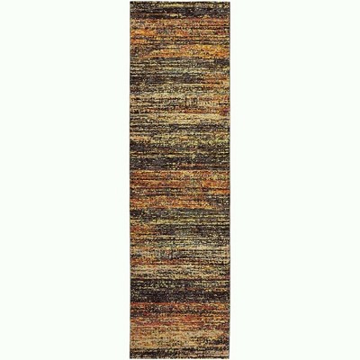 Oriental Weavers Atlas 8037C Gold/ Charcoal Indoor Area Rug - 2'6" x 12'
