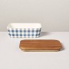 45oz Gingham Bamboo-Melamine Bento Food Storage Box with Wood Lid Blue/Cream - Hearth & Hand™ with Magnolia - image 3 of 4