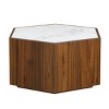 Modern Hexagon Coffee Table with Faux Marble Top and Hidden Storage Drawers, Center Table for Living Room - Panipeachy - 3 of 4