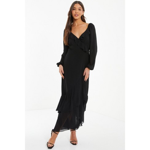 Chiffon Frill Hem Maxi Dress : Chiffon Frill Hem Maxi DressBlack10