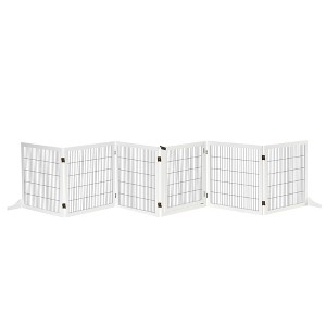 PawHut Wooden Dog Gate, 6-Panel Foldable Freestanding Pet Safety Barrier with Support Feet for House, Doorway, Stairs, Small and Medium Dogs - 1 of 4