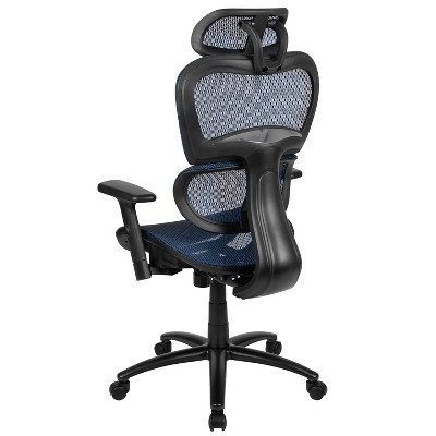Contemporary High-Back Swivel Mesh Office Chair with Adjustable Arms in Black