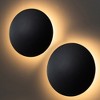 C Cattleya 2-pack 10 in. and 8in. Black Aluminum Round Disc LED Indoor Outdoor Wall Lantern Sconce - 2 of 4