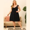 Agnes Orinda Women's Plus Size Lace Cap Sleeve Deep V Peplum Flowy Packs Nightgowns - 3 of 4