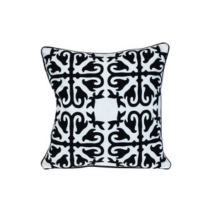 HomeRoots 20" Black and White Geometric Cotton Throw Pillow - 1 of 4