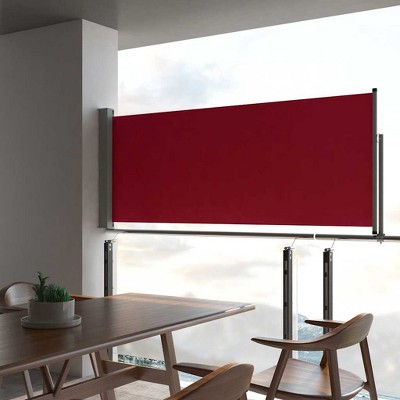 vidaXL Side Awning Red screen + grey stand Fabric with PU coating, Iron
