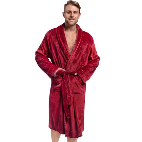 Men's Shawl Collar Fleece Bathrobe Spa Robe