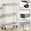 LunaLulinlk 3 Tier Slim Rolling Storage Cart, Slim Cart Kitchen Storage Organizer Rolling Utility/ Mobile Shelving Unit Slide Out Storage Cart, Gray - 2 of 4