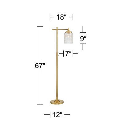 Warm Brass and Stone Glass 67" Modern Downbridge Floor Lamp