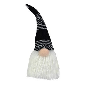 Northlight Plush Sitting Christmas Gnome with Long Beard Decoration - 12" - Black and White - 1 of 4