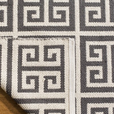 Handmade Dark Grey and Ivory Wool Cotton Reversible Area Rug