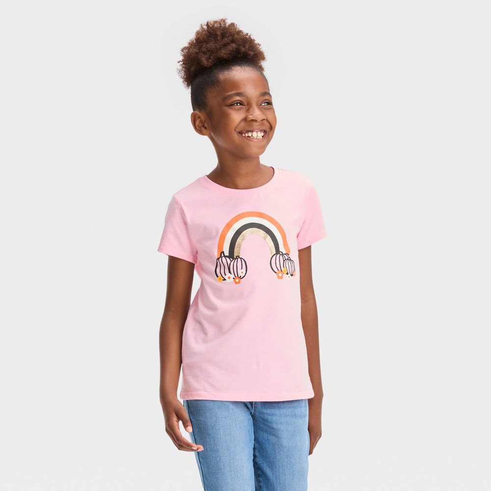 Girls' Halloween Short Sleeve Graphic T-Shirt - Cat & Jack™ Light Pink S