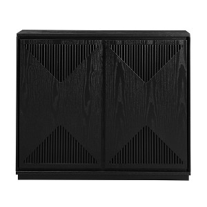 TiramisuBest Mid Century Modern V-Shaped Storage Cabinet, Narrow Buffet Sideboard with Storage for Living Room, Entryway, Kitchen, Dark Walnut - 1 of 4