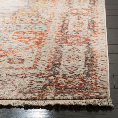 Hand-Knotted Red Synthetic Rectangular Area Rug, 5' x 7'