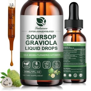 Lukaree Soursop Graviola Extract Liquid Drop Plus Pure Botanical Sea Moss for Immunity, Liver, Sleep & Antioxidant - 1 Fl.oz - 1 of 4